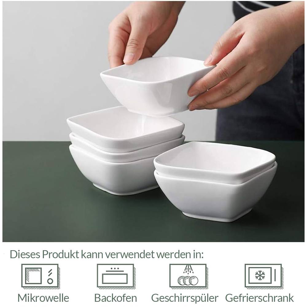 DOWAN 244ml/6er-Set Keramik Ramekins Backofen sicher,Creme Brulee Ramekins,Dessertschalen für Soße/Souffle/Dipping, Weiß