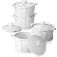 DOWAN 219ml/4er-Set Keramik Ramekins mit Deckeln Ofenfest für Creme Brulee,Soufflé-Schale Suppe,Ramekins-Set mit Deckel zum Backen,Weiß DOWAN 219ml/4er-Set Keramik Ramekins mit Deckeln Ofenfest für Creme Brulee,Soufflé-Schale Suppe,Ramekins-Set mit Deckel zum Backen,Weiß