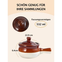 LIFVER 23cm/532ml/4er Set French Onion Suppenschalen Töpfe Keramikschalen mit Griff und Deckel für Suppe,Eintopf,Chili Ofen- bräunlichgelb LIFVER 23cm/532ml/4er Set French Onion Suppenschalen Töpfe Keramikschalen mit Griff und Deckel für Suppe,Eintopf,Chili Ofen- bräunlichgelb