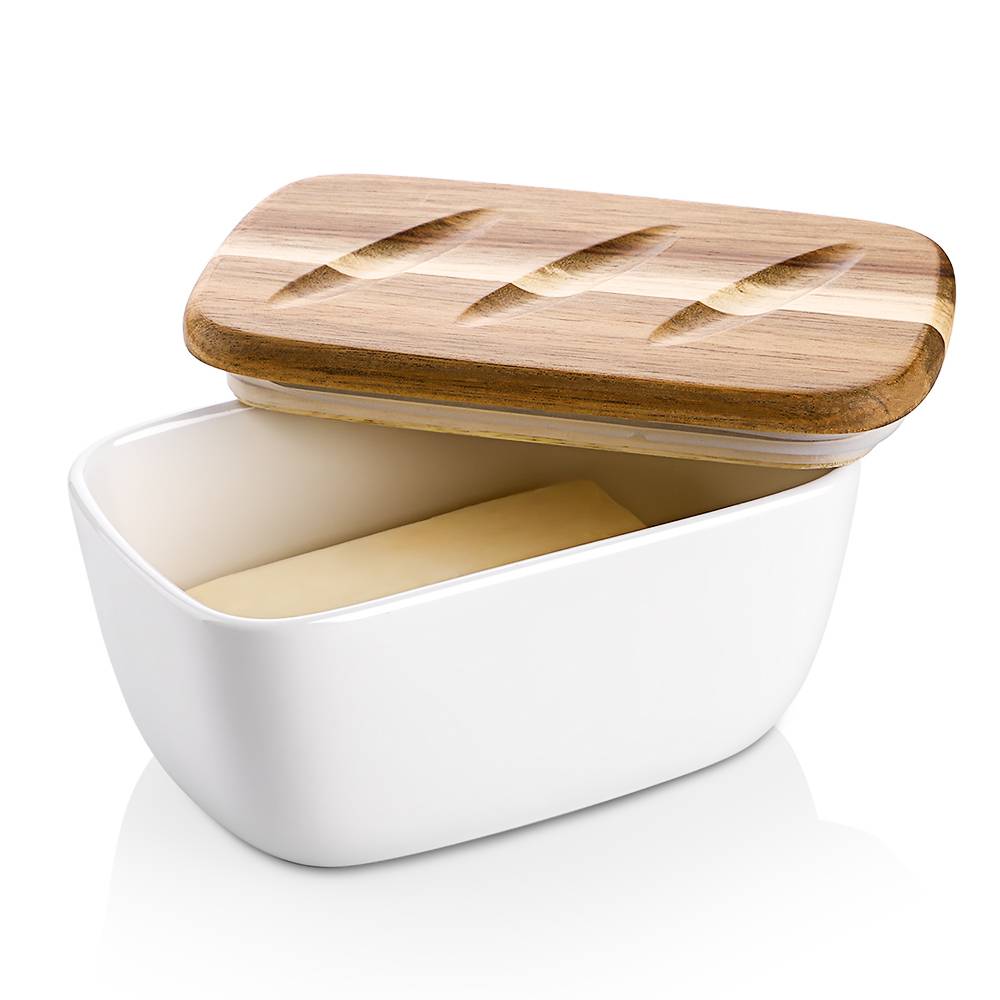 DOWAN 14.48 cm Große Butterdose - Keramik-Butterdose mit Deckel, weiß