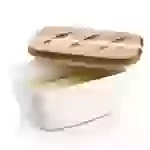 DOWAN 14×8×7cm große Keramik-Butterdose mit Holzdeckel, luftdichter Butterbehälter, Butter aufstreichen, Weiß DOWAN 14×8×7cm große Keramik-Butterdose mit Holzdeckel, luftdichter Butterbehälter, Butter aufstreichen, Weiß
