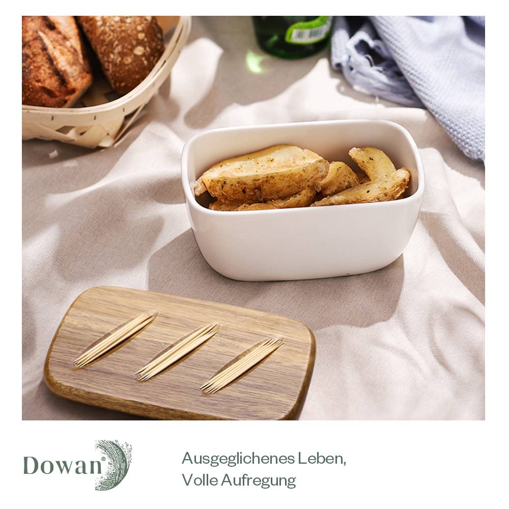 DOWAN 14.48 cm Große Butterdose - Keramik-Butterdose mit Deckel, weiß