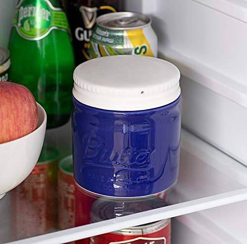 DOWAN 192ml/9×9×10cm französische Keramik Butterdose mit Deckel,geprägter Butterbehälter mit Wasserlinie,Tiefblau