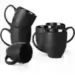 DOWAN 473ml/6er-Set Große Keramik Kaffeebecher mit Griff,für Kaffee/Tee,Stark und bruchsicher,Schwarz DOWAN 473ml/6er-Set Große Keramik Kaffeebecher mit Griff,für Kaffee/Tee,Stark und bruchsicher,Schwarz
