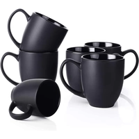 DOWAN 473ml/6er-Set Große Keramik Kaffeebecher mit Griff,für Kaffee/Tee,Stark und bruchsicher,Schwarz DOWAN 473ml/6er-Set Große Keramik Kaffeebecher mit Griff,für Kaffee/Tee,Stark und bruchsicher,Schwarz