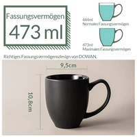 DOWAN 473ml/6er-Set Große Keramik Kaffeebecher mit Griff,für Kaffee/Tee,Stark und bruchsicher,Schwarz DOWAN 473ml/6er-Set Große Keramik Kaffeebecher mit Griff,für Kaffee/Tee,Stark und bruchsicher,Schwarz