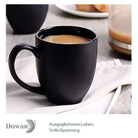 DOWAN 473ml/6er-Set Große Keramik Kaffeebecher mit Griff,für Kaffee/Tee,Stark und bruchsicher,Schwarz DOWAN 473ml/6er-Set Große Keramik Kaffeebecher mit Griff,für Kaffee/Tee,Stark und bruchsicher,Schwarz