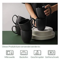 DOWAN 473ml/6er-Set Große Keramik Kaffeebecher mit Griff,für Kaffee/Tee,Stark und bruchsicher,Schwarz DOWAN 473ml/6er-Set Große Keramik Kaffeebecher mit Griff,für Kaffee/Tee,Stark und bruchsicher,Schwarz