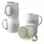 DOWAN 414ml/4er-Set Große Keramik Kaffeebecher mit Griff, für Kaffee/Tee,Stark und bruchsicher,Hellblau und Weiß DOWAN 414ml/4er-Set Große Keramik Kaffeebecher mit Griff, für Kaffee/Tee,Stark und bruchsicher,Hellblau und Weiß