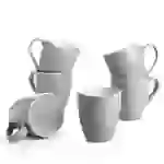 DOWAN 503ml/6er-Set Große Keramik Kaffeebecher mit Griff, für Kaffee/Tee, Stark und bruchsicher,Grau DOWAN 503ml/6er-Set Große Keramik Kaffeebecher mit Griff, für Kaffee/Tee, Stark und bruchsicher,Grau