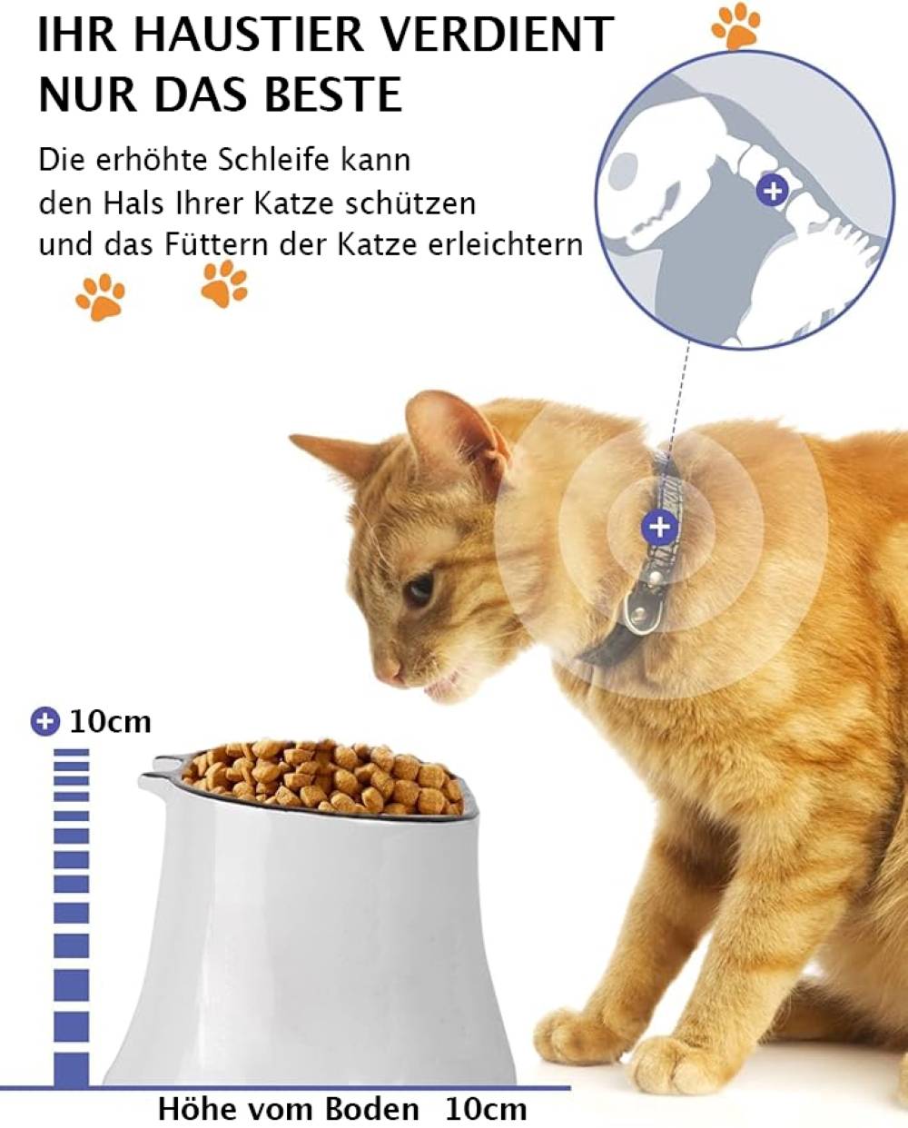 Y YHY 16×11cm Katzennapf/Hundenapf mit langsamem Futter, erhöhter Katzennapf mit geneigtem Design,Keine schwarzen Kinnflecken,Weiß