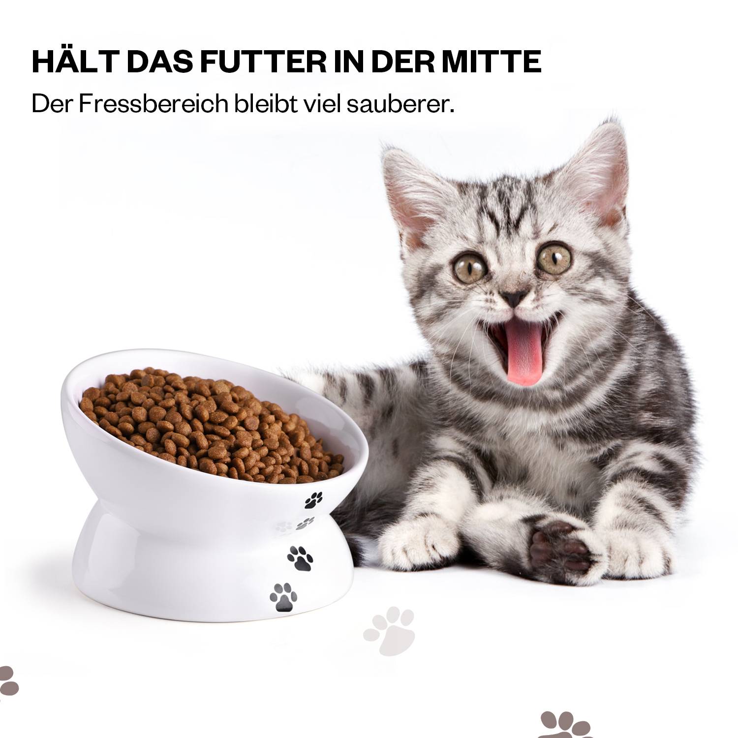 Y YHY 13×9cm/150ml Erhöhter Katzennapf, keramischer erhöhter, Neigungswinkel schützt die Wirbelsäule der Katze, Anti Erbrechen Katzennapf,Weiß