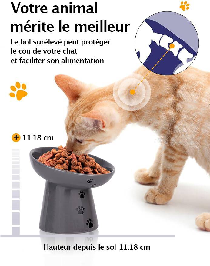 Y YHY 15cm/118ml Slow Feeder für Katzen,Katzenfutternapf Erhöhter Langsamfütterer, Anti-Erbrechen, Grau
