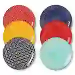 DOWAN 25cm/6er Set Keramikteller, Buntes Speiseteller-Set aus Keramik für Salat/Steak/Pasta, Geschenk Geben, Einfach zu säubern-Bunt DOWAN 25cm/6er Set Keramikteller, Buntes Speiseteller-Set aus Keramik für Salat/Steak/Pasta, Geschenk Geben, Einfach zu säubern-Bunt