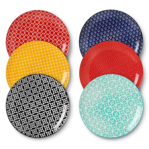 DOWAN 26.5cm/6er Set Keramikteller, Buntes Speiseteller-Set aus Keramik für Salat/Steak/Pasta, Geschenk Geben, Einfach zu säubern-Bunt DOWAN 26.5cm/6er Set Keramikteller, Buntes Speiseteller-Set aus Keramik für Salat/Steak/Pasta, Geschenk Geben, Einfach zu säubern-Bunt