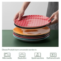 DOWAN 26.5cm/6er Set Keramikteller, Buntes Speiseteller-Set aus Keramik für Salat/Steak/Pasta, Geschenk Geben, Einfach zu säubern-Bunt DOWAN 26.5cm/6er Set Keramikteller, Buntes Speiseteller-Set aus Keramik für Salat/Steak/Pasta, Geschenk Geben, Einfach zu säubern-Bunt