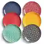 DOWAN 21cm/6er Set Keramikteller, Porzellan-Nudel-Salattellersatz, Bunte Servierschalen für Tischdekoration, Lebhafte Farben DOWAN 21cm/6er Set Keramikteller, Porzellan-Nudel-Salattellersatz, Bunte Servierschalen für Tischdekoration, Lebhafte Farben