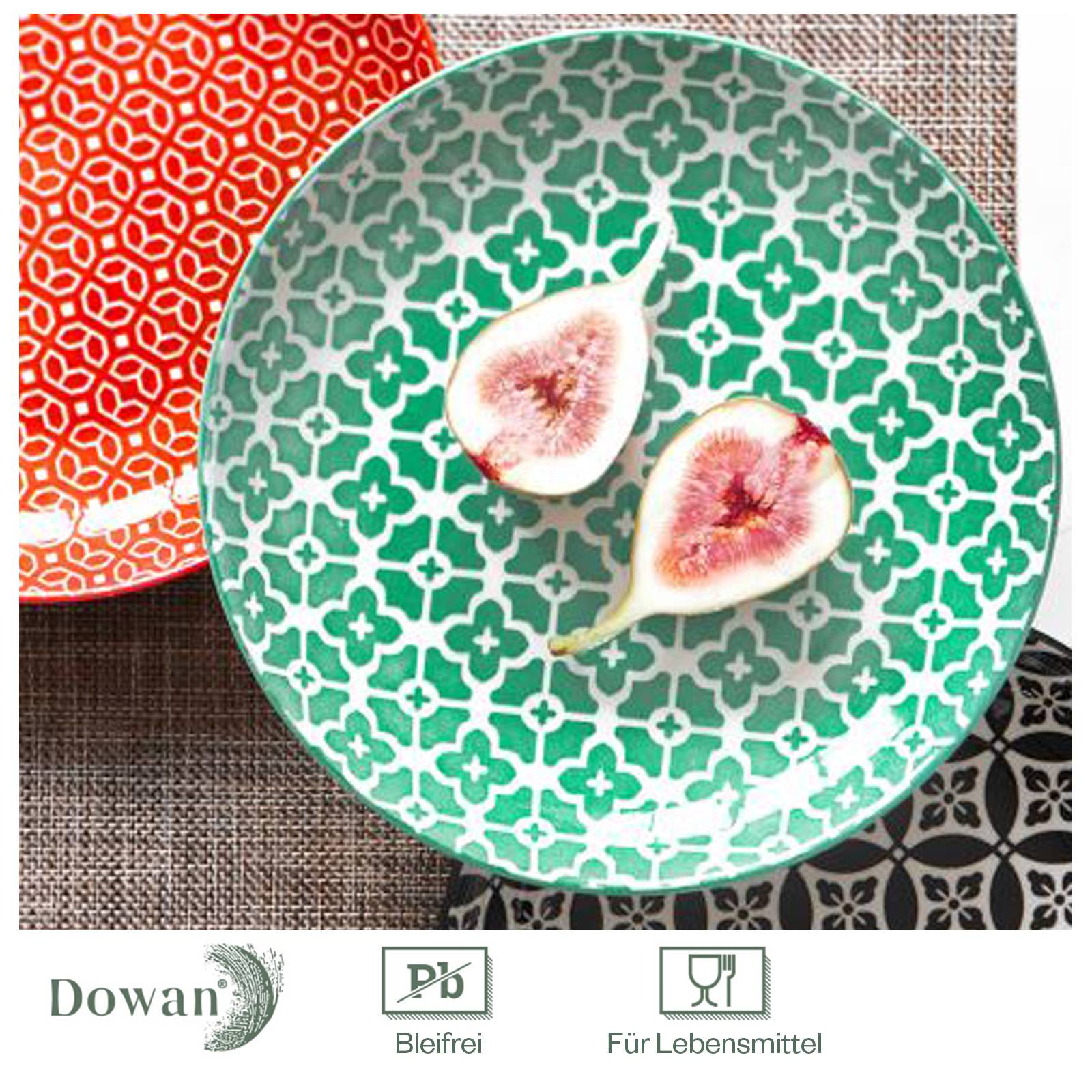 DOWAN 21cm/6er Set Keramikteller, Porzellan-Nudel-Salattellersatz, Bunte Servierschalen für Tischdekoration, Lebhafte Farben