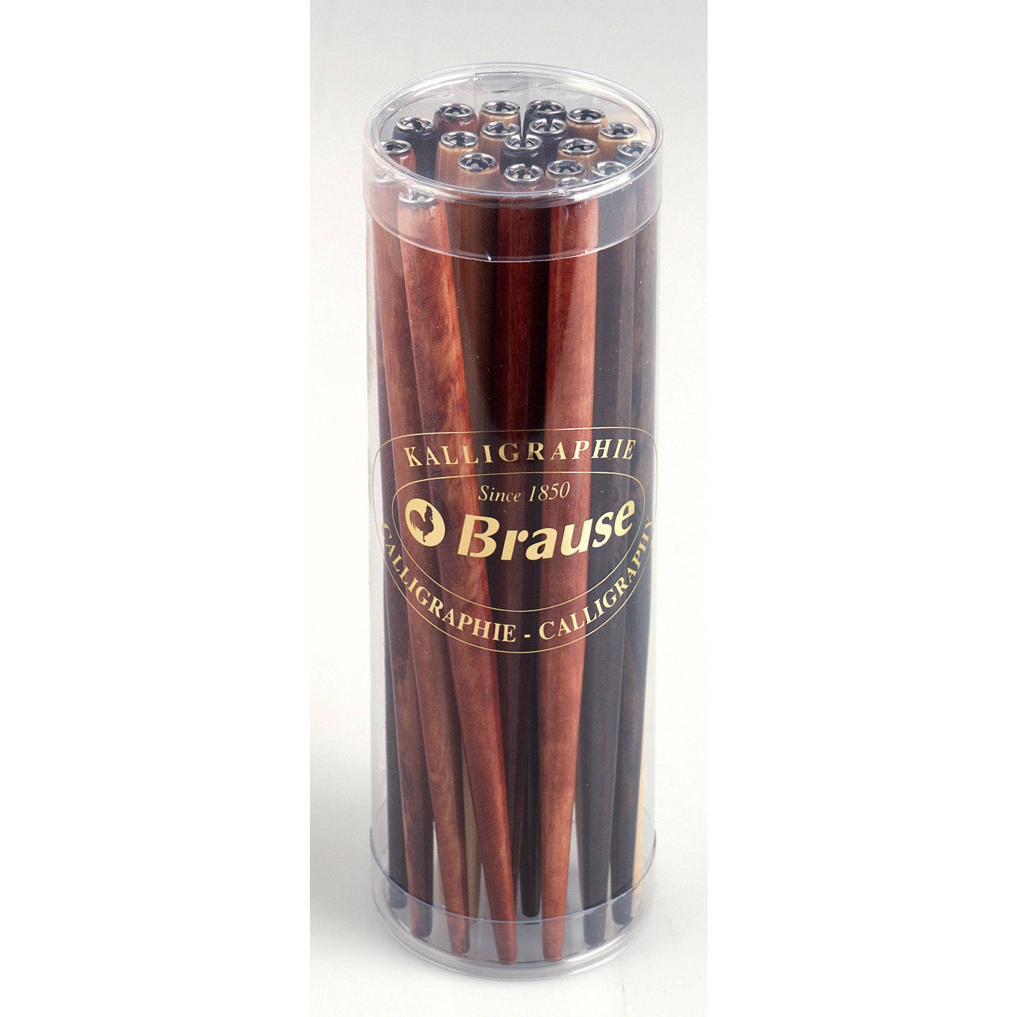 Brause 20x Box mit einfarbigen Federhaltern, naturbelassenes Holz sortiert 1620B