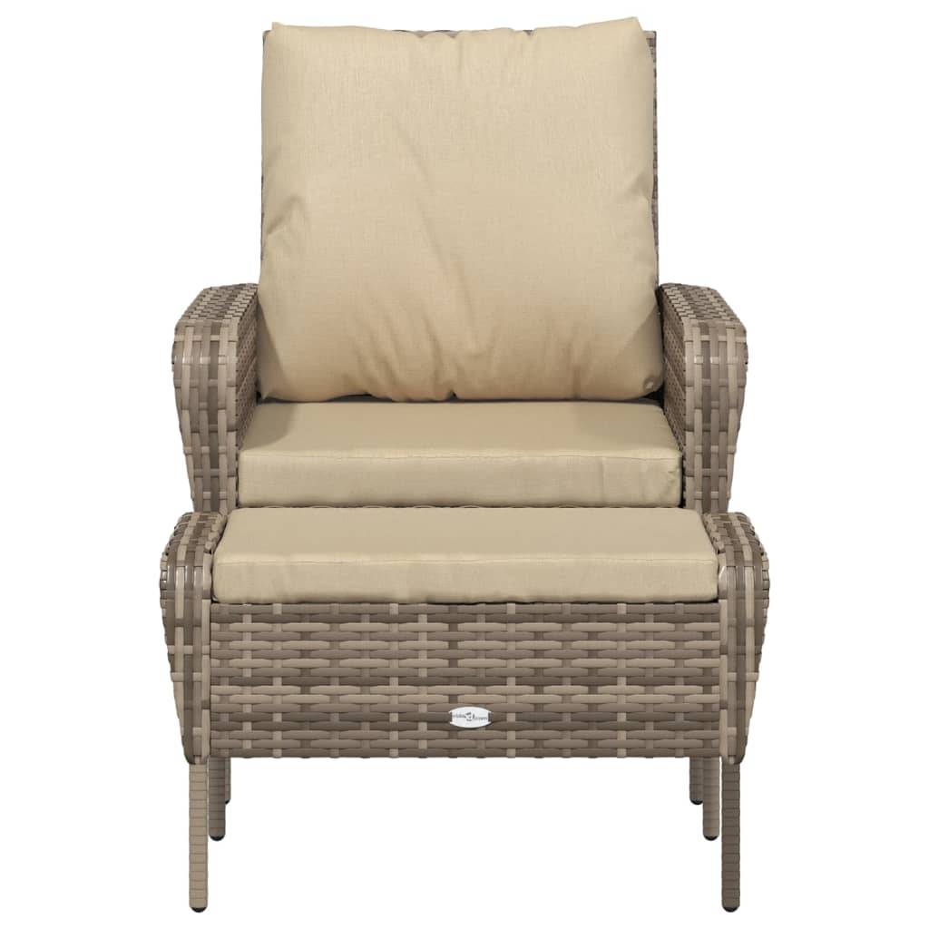 vidaXL Gartenstuhl mit Fußhocker Hellbraun Poly Rattan
