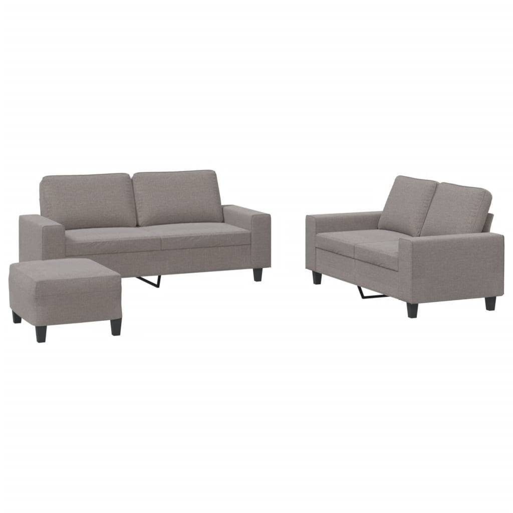 vidaXL 3-tlg. Sofagarnitur Taupe Stoff