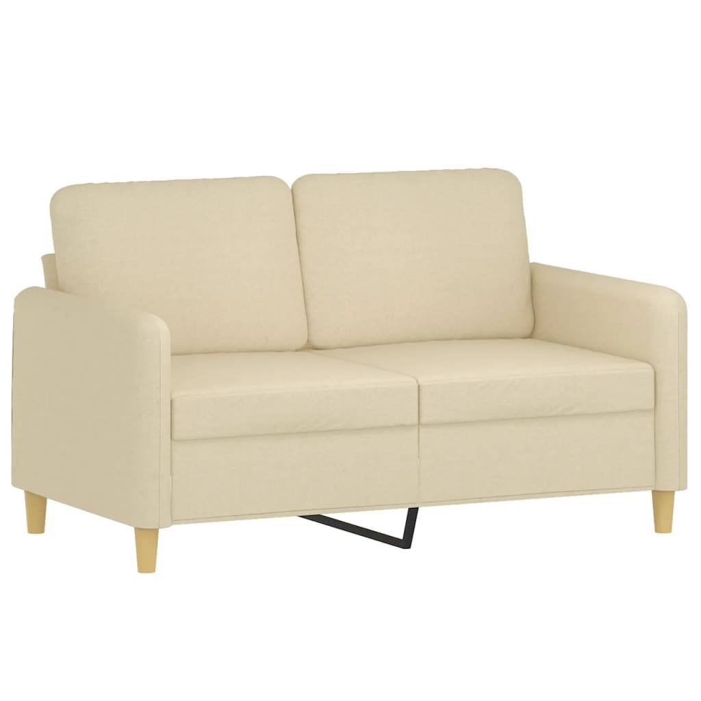 vidaXL 2-tlg. Sofagarnitur mit Kissen Creme Stoff