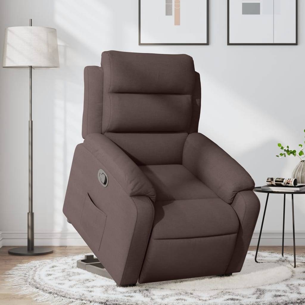 vidaXL Relaxsessel mit Aufstehhilfe Dunkelbraun Stoff