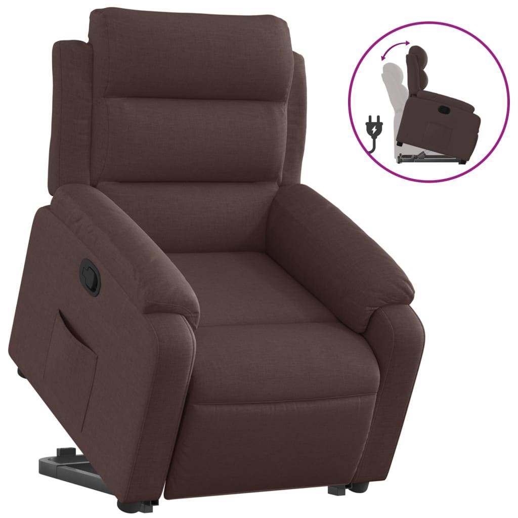 vidaXL Relaxsessel mit Aufstehhilfe Dunkelbraun Stoff