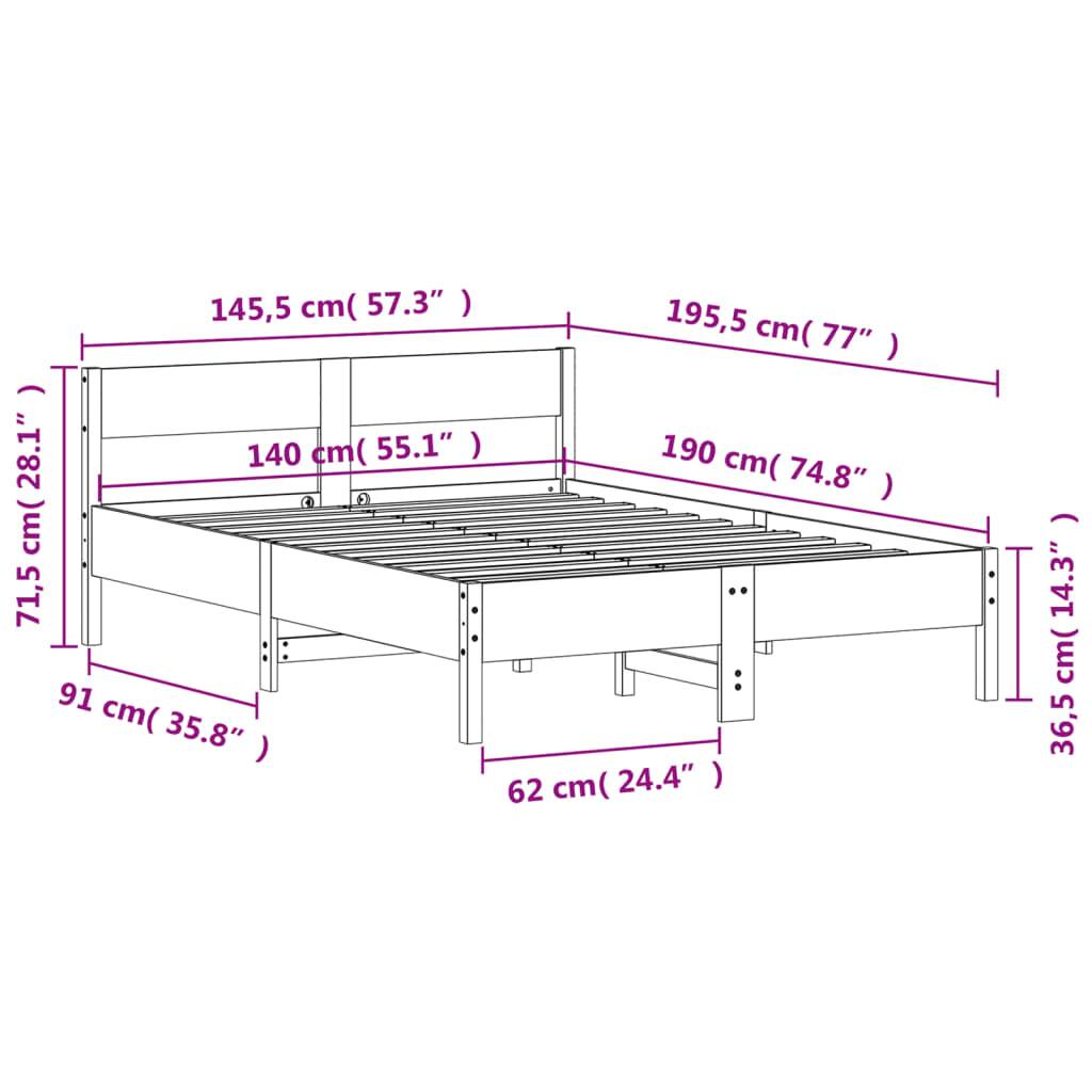 vidaXL Massivholzbett ohne Matratze Weiß 140x190 cm Kiefernholz