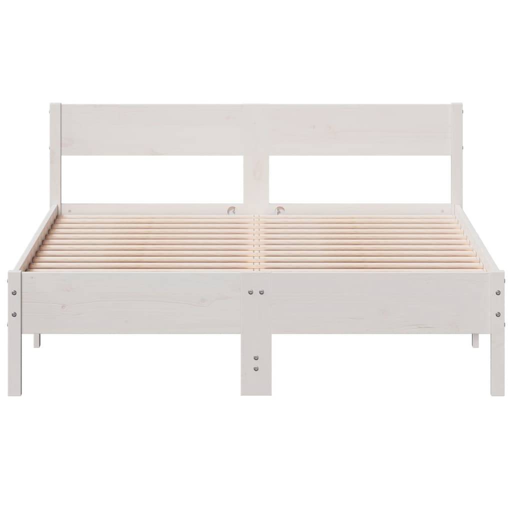 vidaXL Massivholzbett ohne Matratze Weiß 140x190 cm Kiefernholz