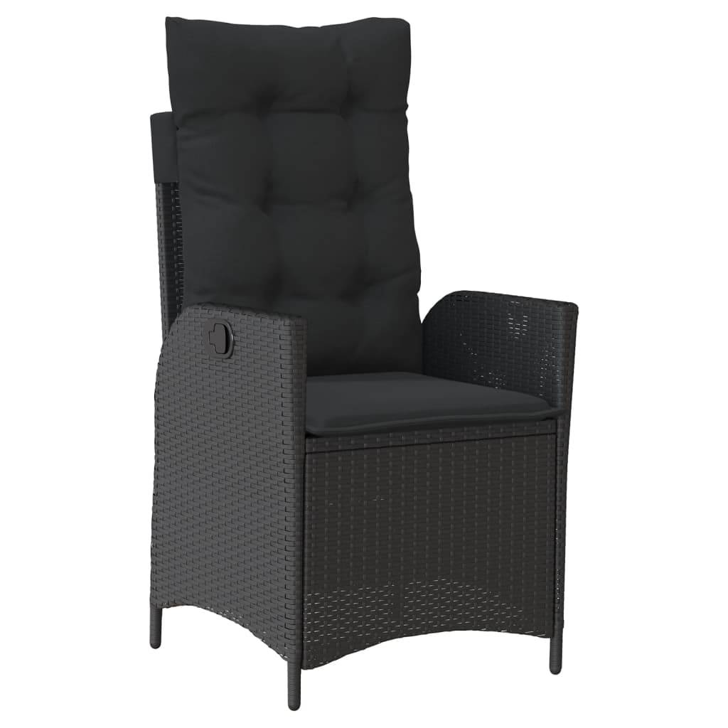 vidaXL Gartensessel mit Kissen 2 Stk. Verstellbar Schwarz Poly Rattan