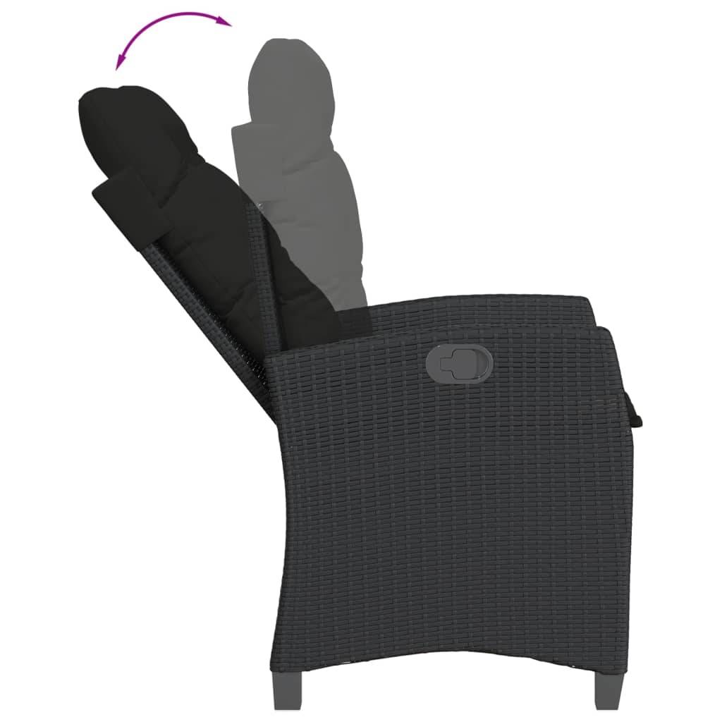 vidaXL 3-tlg. Garten-Essgruppe mit Kissen Schwarz Poly Rattan