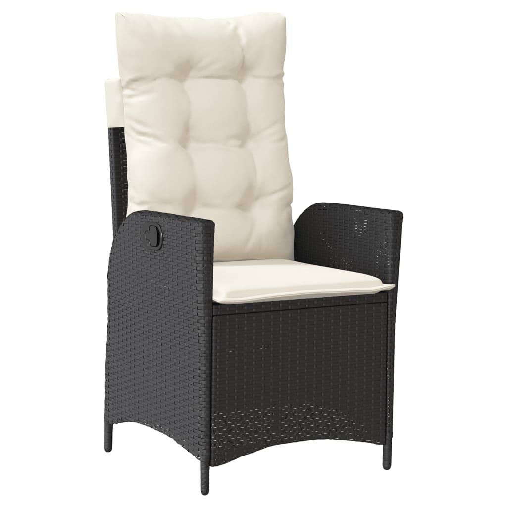 vidaXL Gartensessel mit Kissen 2 Stk. Verstellbar Schwarz Poly Rattan