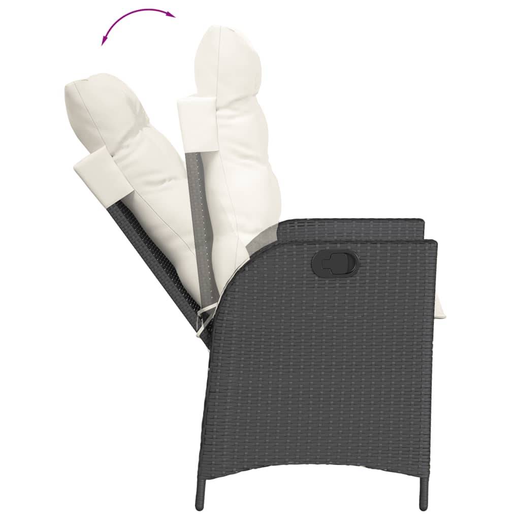 vidaXL 3-tlg. Garten-Essgruppe mit Kissen Schwarz Poly Rattan