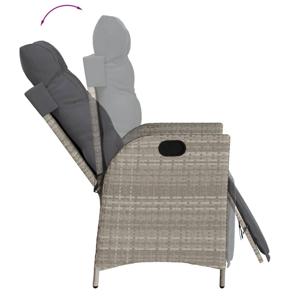 vidaXL 7-tlg. Garten-Essgruppe mit Kissen Hellgrau Poly Rattan