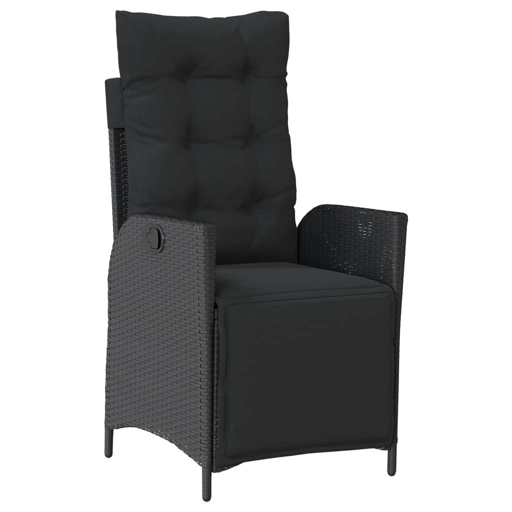 vidaXL 3-tlg. Garten-Essgruppe mit Kissen Schwarz Poly Rattan