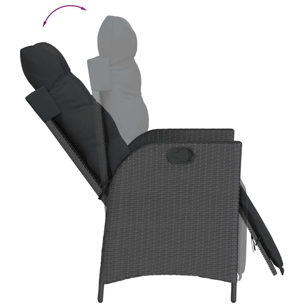 vidaXL 5-tlg. Garten-Essgruppe mit Kissen Schwarz Poly Rattan