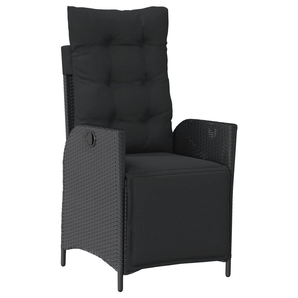 vidaXL 5-tlg. Garten-Essgruppe mit Kissen Schwarz Poly Rattan