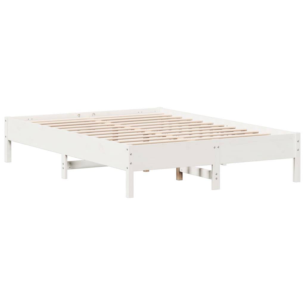 vidaXL Massivholzbett ohne Matratze Weiß 150x200 cm Kiefernholz