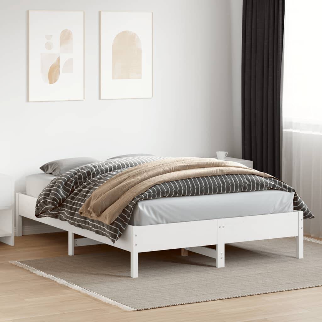 vidaXL Massivholzbett ohne Matratze Weiß 150x200 cm Kiefernholz