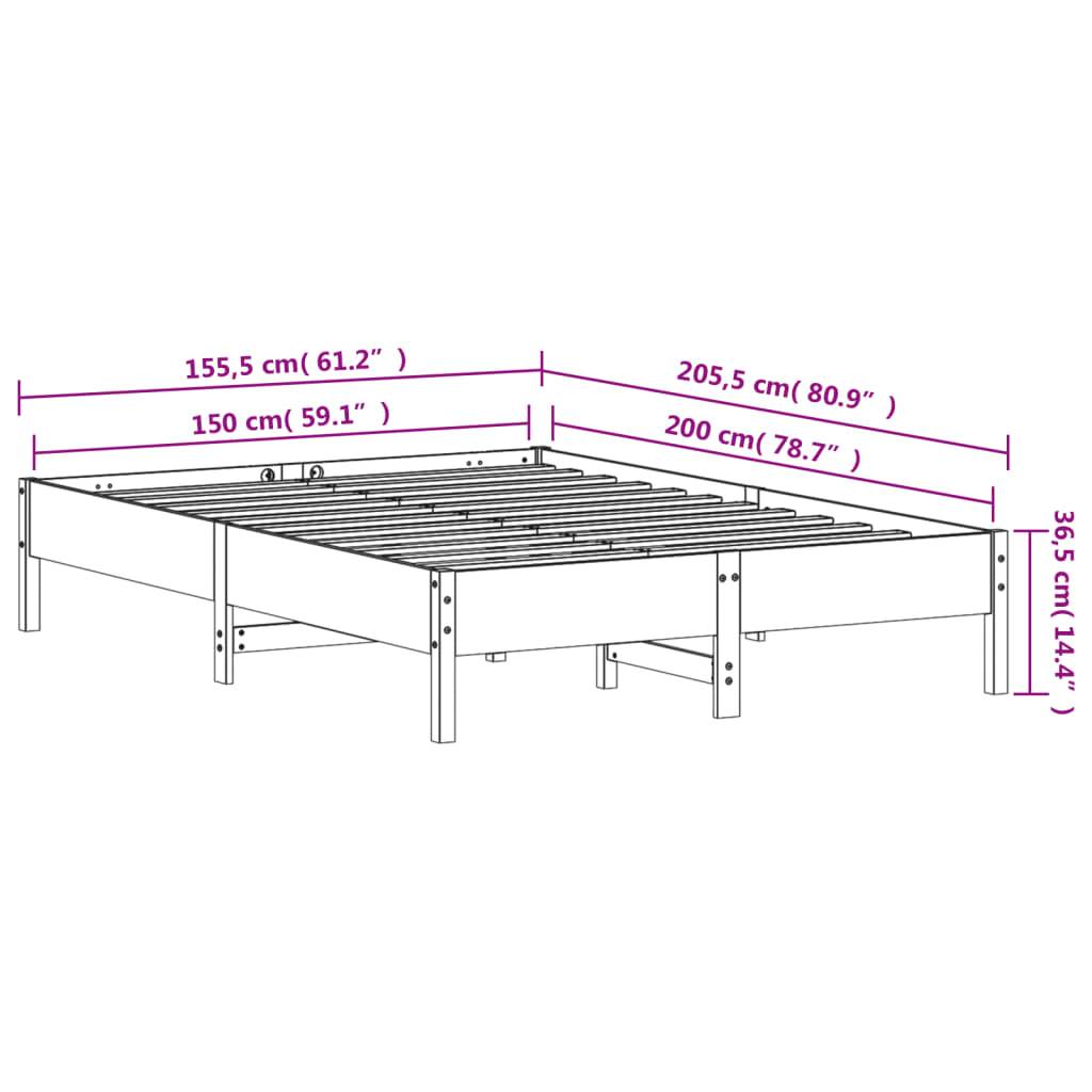 vidaXL Massivholzbett ohne Matratze Weiß 150x200 cm Kiefernholz