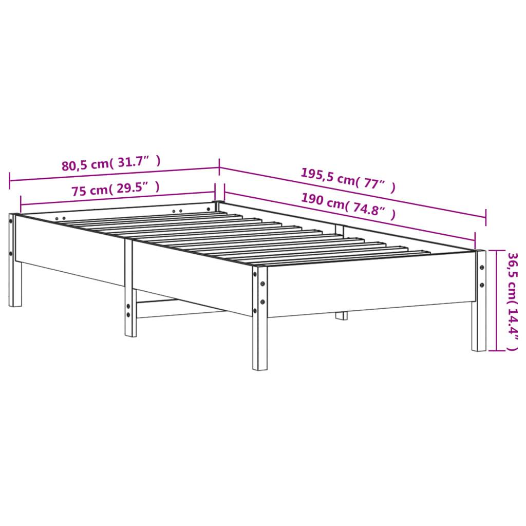 vidaXL Massivholzbett ohne Matratze Wachsbraun 75x190 cm Kiefernholz