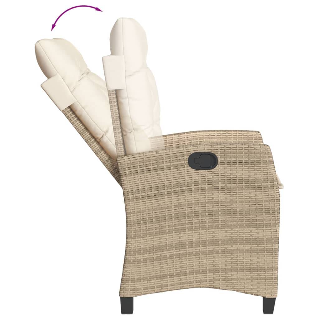 vidaXL 3-tlg. Garten-Essgruppe mit Kissen Beige Poly Rattan