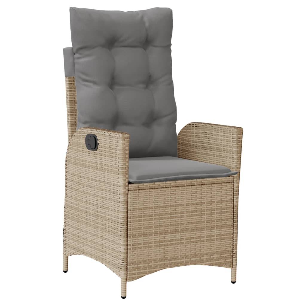 vidaXL 9-tlg. Garten-Essgruppe mit Kissen Beige Poly Rattan
