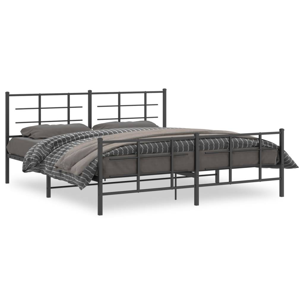vidaXL Metallbett ohne Matratze mit Fußteil Schwarz 180x200 cm