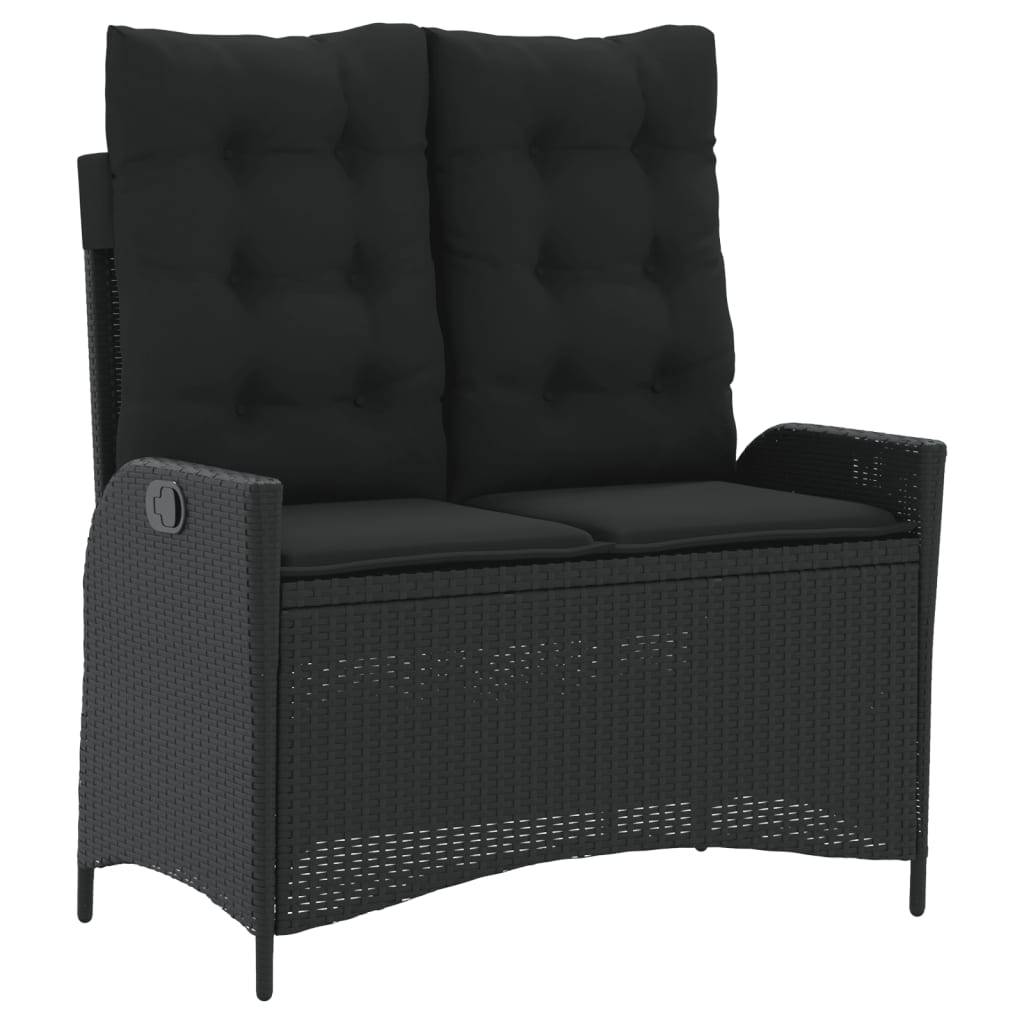 vidaXL 2-tlg. Garten-Essgruppe mit Kissen Schwarz Poly Rattan