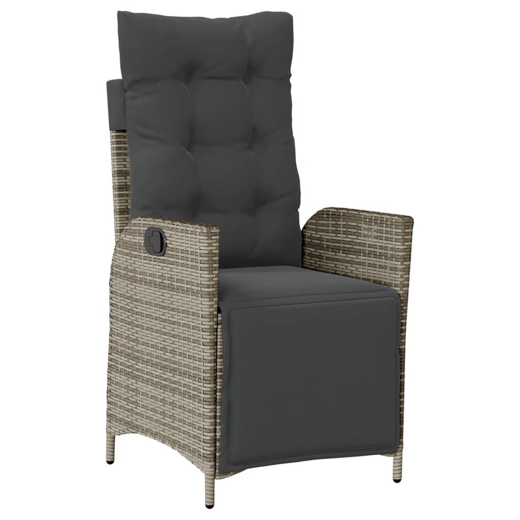 vidaXL 7-tlg. Garten-Essgruppe mit Kissen Grau Poly Rattan