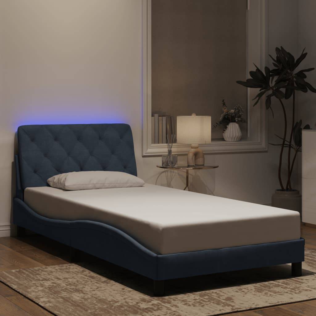 vidaXL Bettgestell mit LED ohne Matratze Dunkelgrau 100x200 cm Samt