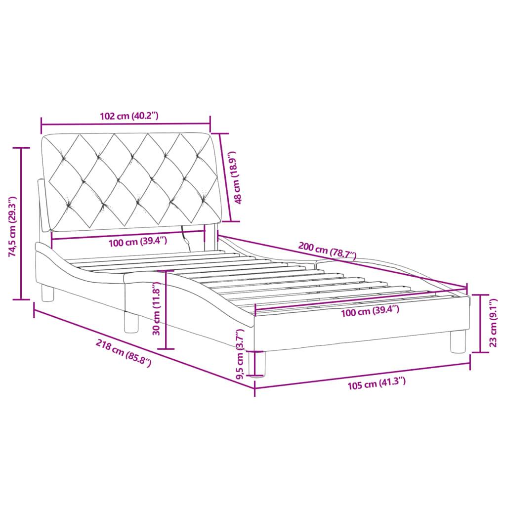 vidaXL Bettgestell mit LED ohne Matratze Dunkelgrau 100x200 cm Samt