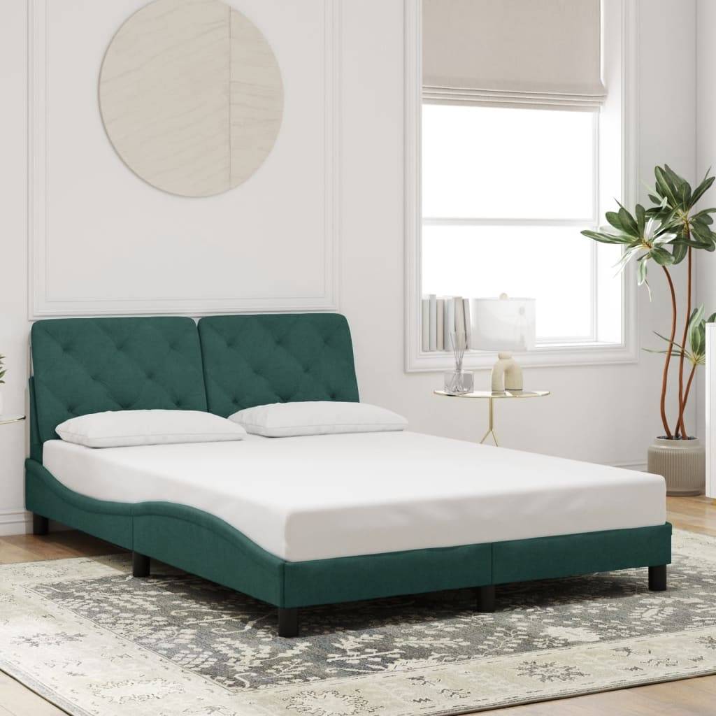 vidaXL Bettgestell ohne Matratze Dunkelgrün 120x200 cm Samt